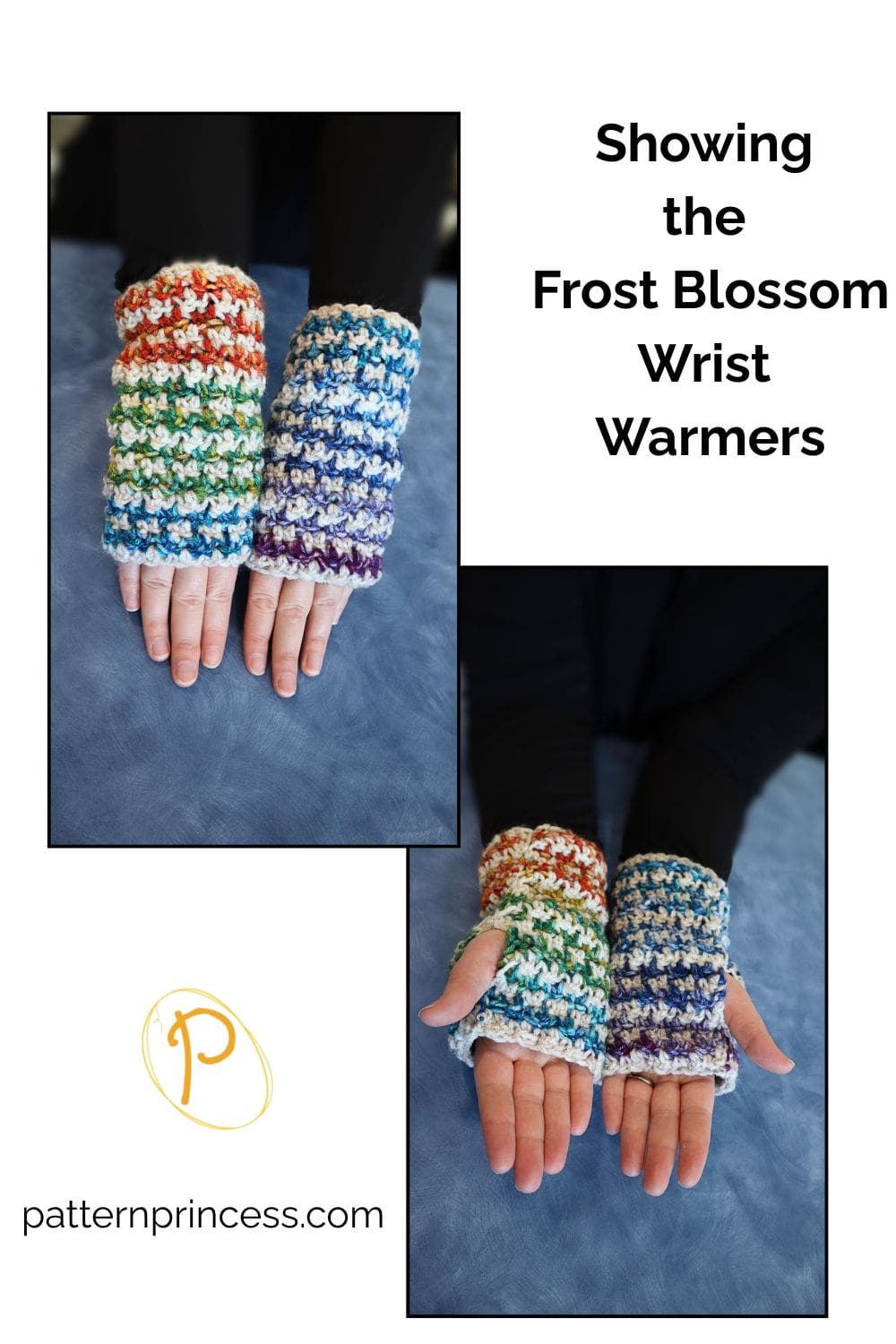 Showing the Frost Blossom Wrist Warmers