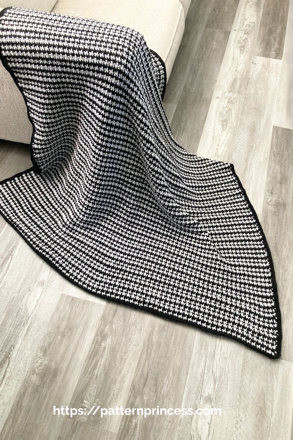 Soft Cozy Crochet Throw Draped on Sofa Arm