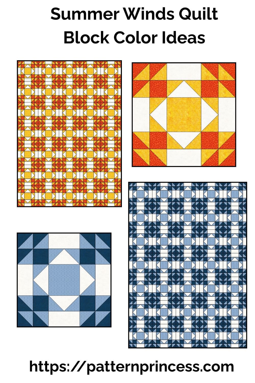 Summer Winds Quilt Block Color Ideas 1
