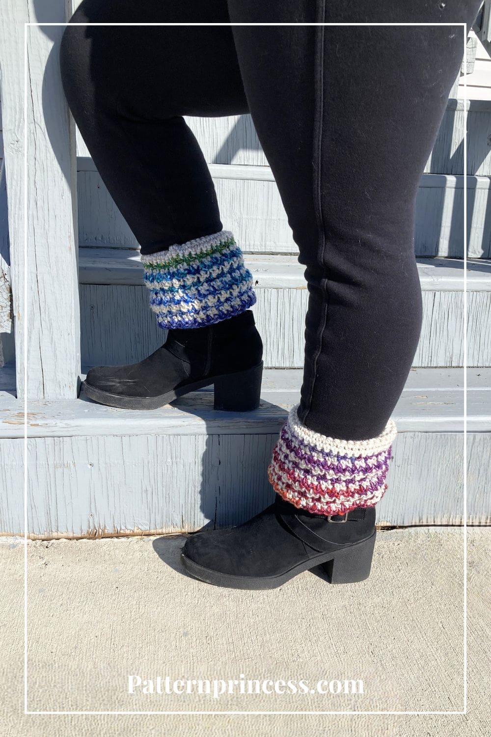 Wearing Striped Crochet Boot Cuffs