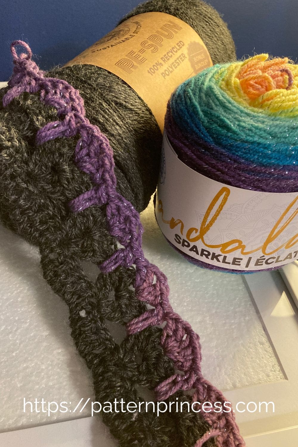 yarn used in galaxy cat blanket pattern
