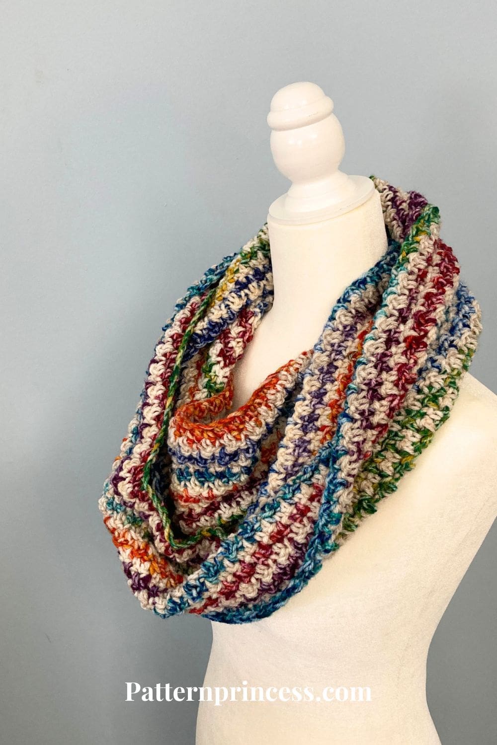 Crochet Striped Scarf in Bright Colors