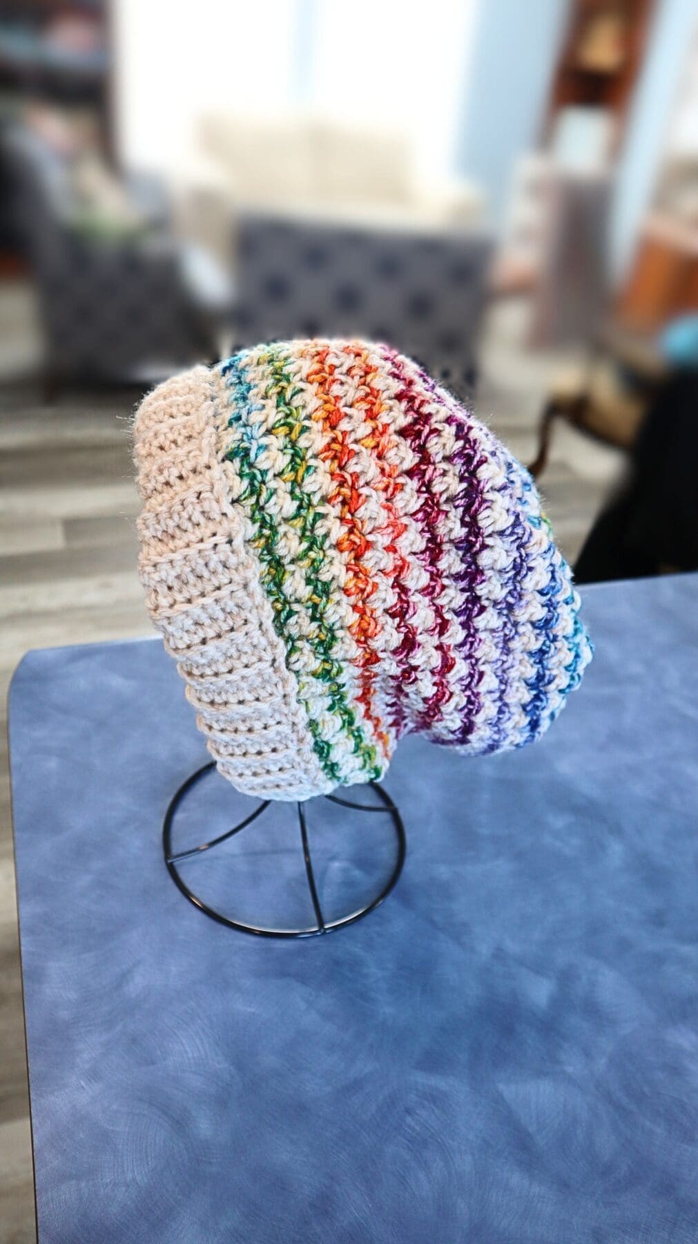 Frost blossom Slouch Hat Large Side Folded Brim