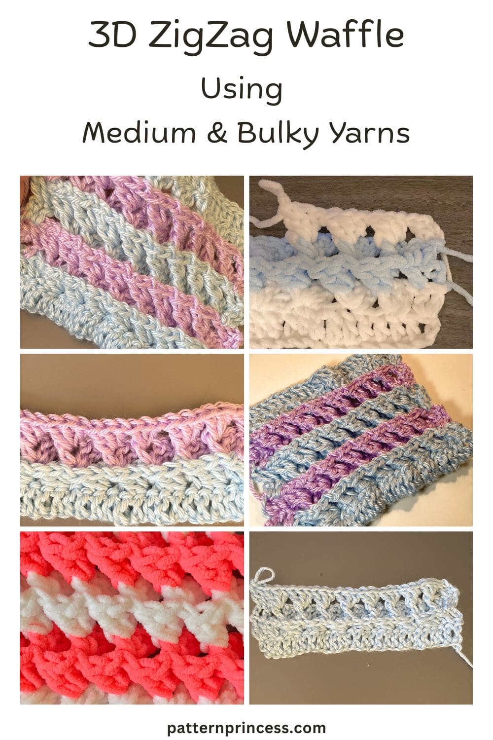 3D Zigzag Waffle using Medium and Bulky Yarns