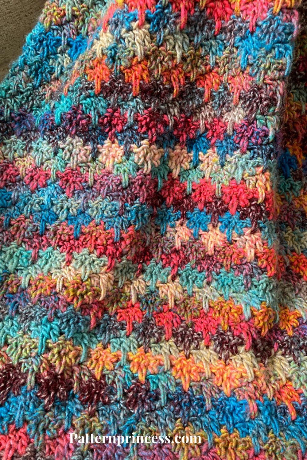 Painted Pathways Blanket Close up of Stitches