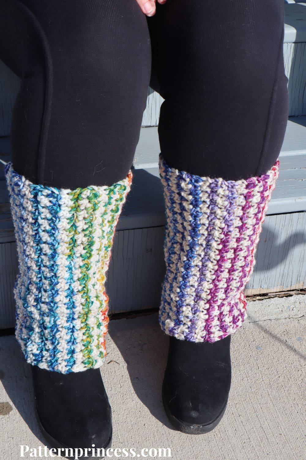 Petite Striped Crochet Leg Warmers