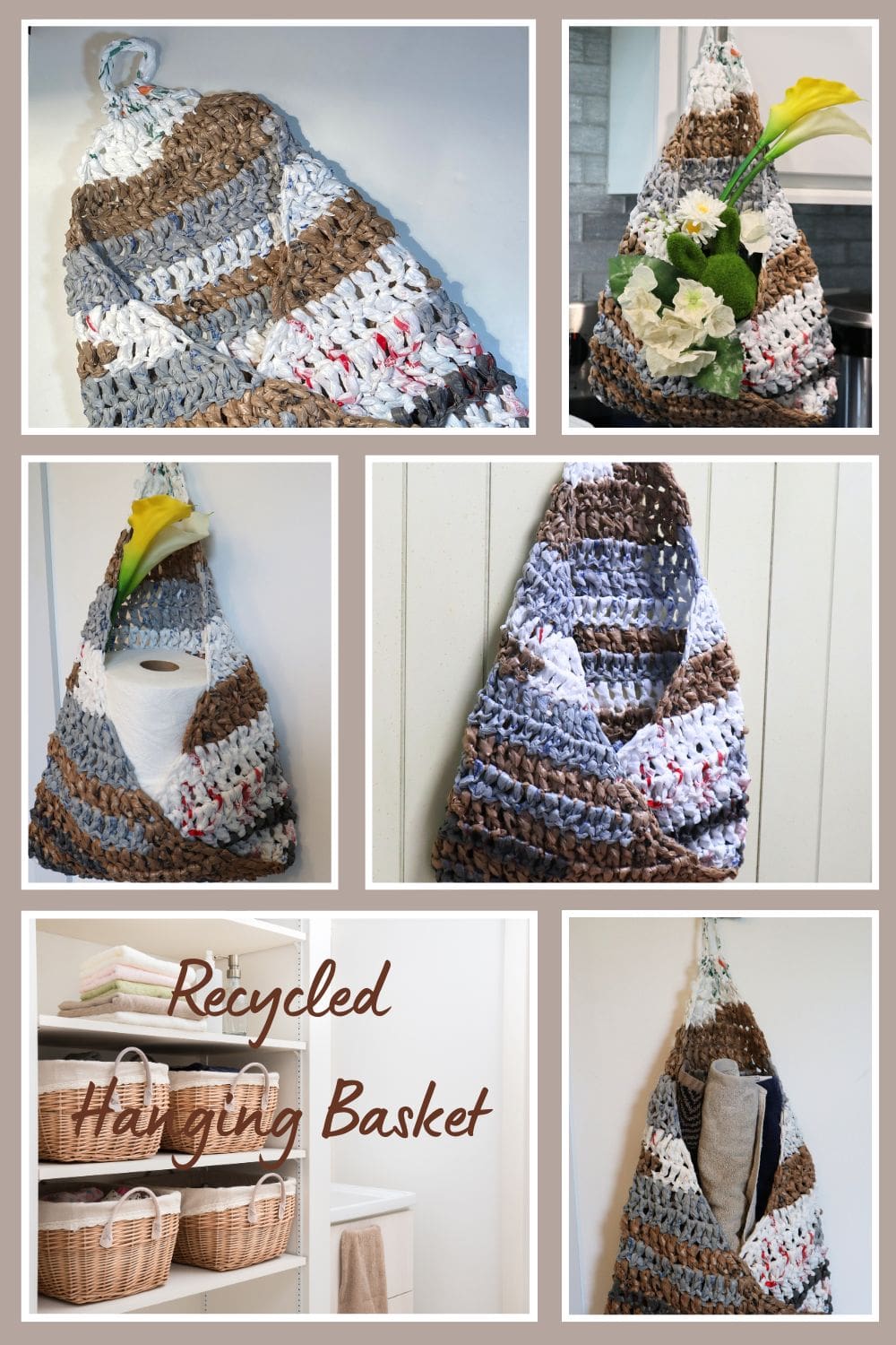 Crochet Plarn Recycled Hanging Basket