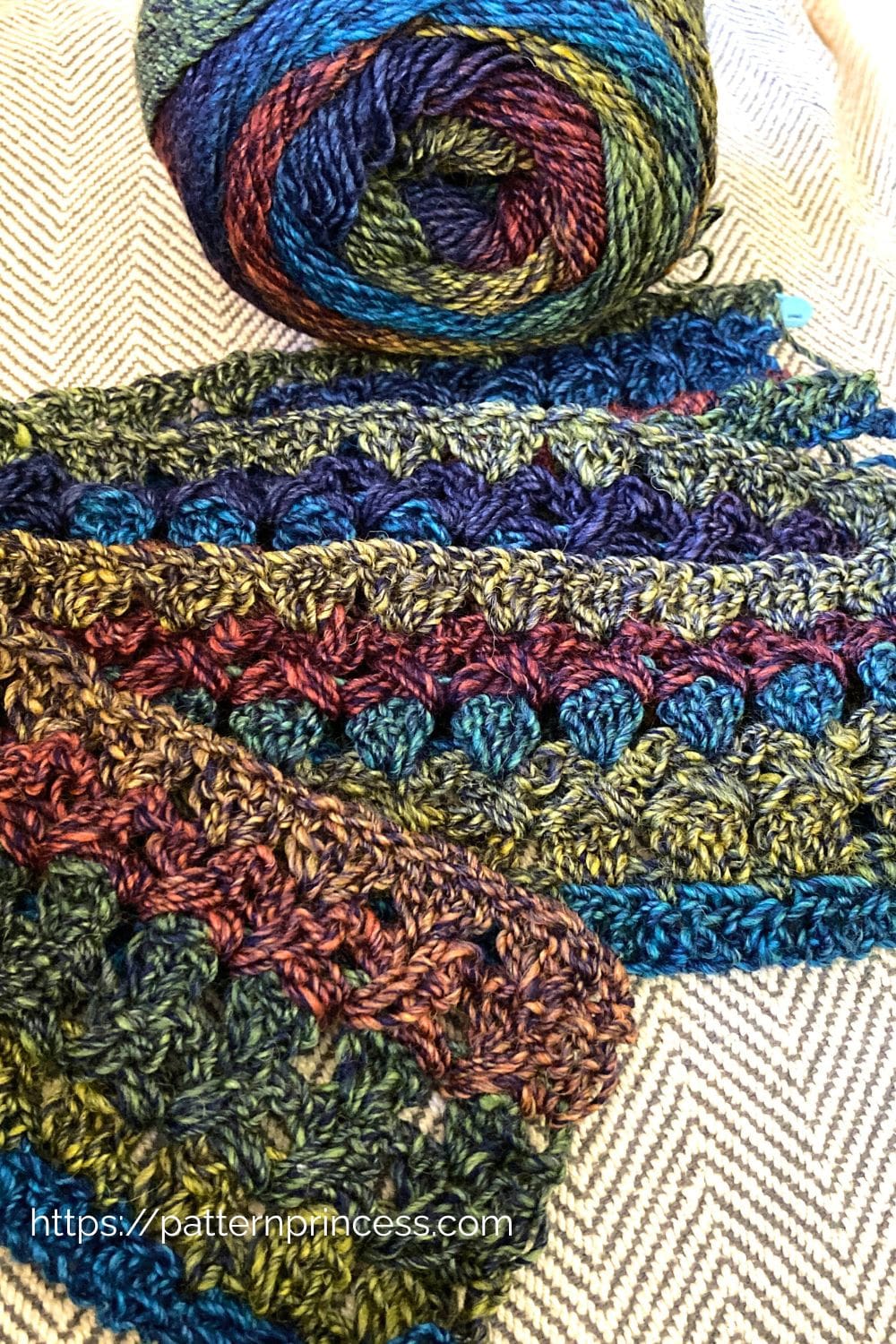 Crossweave Crochet Stitch in Variegated Yarn