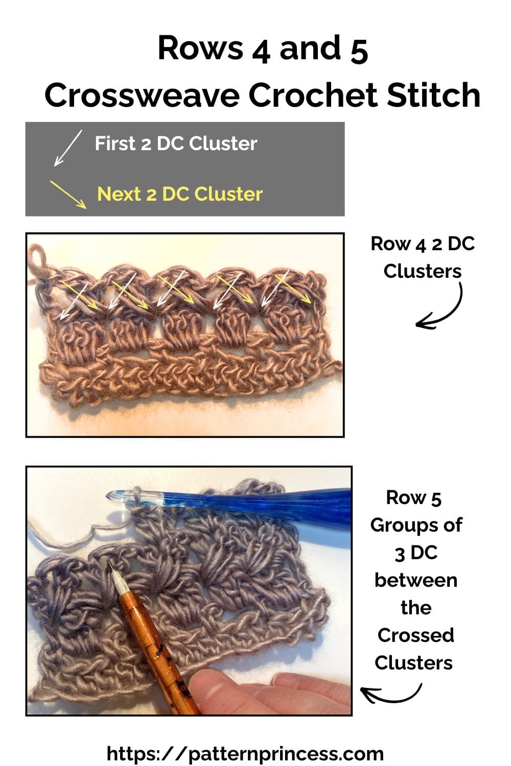 Rows 4 and 5 Crossweave Crochet Stitch